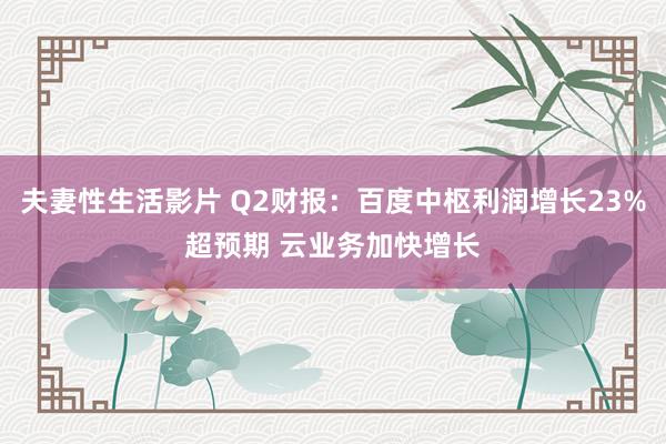 夫妻性生活影片 Q2财报：百度中枢利润增长23%超预期 云业务加快增长