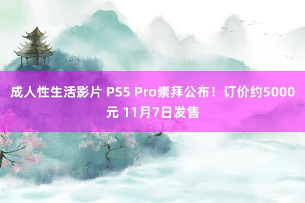 成人性生活影片 PS5 Pro崇拜公布！订价约5000元 11月7日发售