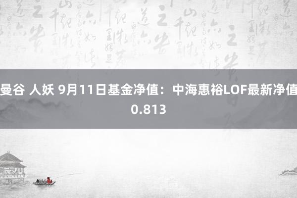 曼谷 人妖 9月11日基金净值：中海惠裕LOF最新净值0.813