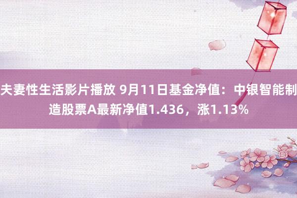 夫妻性生活影片播放 9月11日基金净值：中银智能制造股票A最新净值1.436，涨1.13%