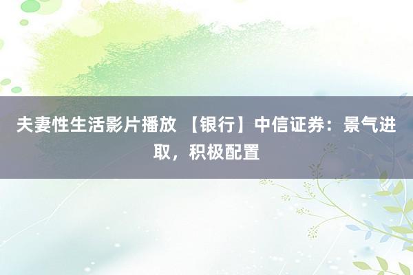 夫妻性生活影片播放 【银行】中信证券：景气进取，积极配置