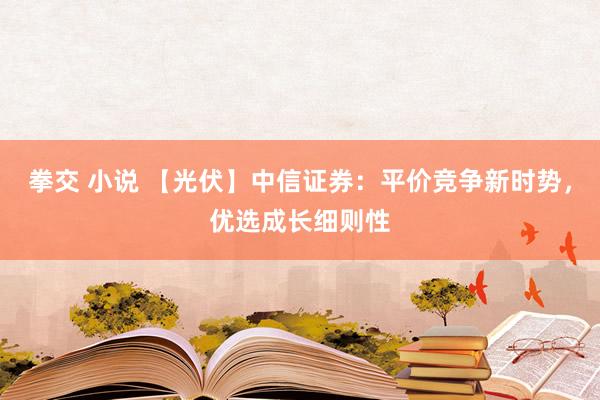 拳交 小说 【光伏】中信证券：平价竞争新时势，优选成长细则性