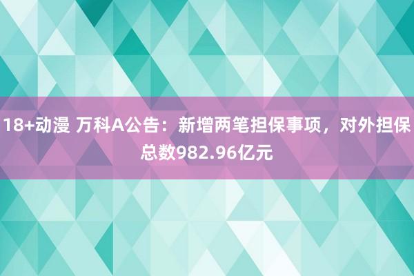 18+动漫 万科A公告：新增两笔担保事项，对外担保总数982.96亿元