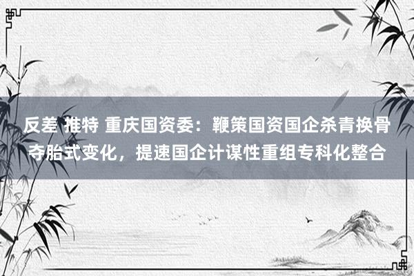 反差 推特 重庆国资委：鞭策国资国企杀青换骨夺胎式变化，提速国企计谋性重组专科化整合