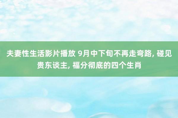 夫妻性生活影片播放 9月中下旬不再走弯路， 碰见贵东谈主， 福分彻底的四个生肖