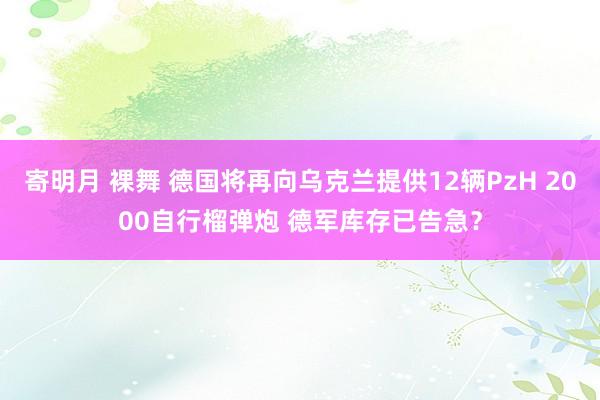 寄明月 裸舞 德国将再向乌克兰提供12辆PzH 2000自行榴弹炮 德军库存已告急？