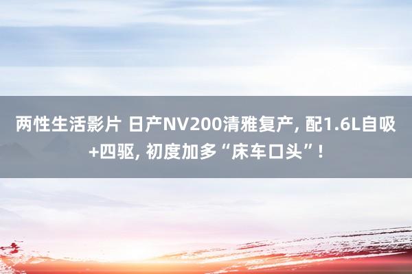 两性生活影片 日产NV200清雅复产， 配1.6L自吸+四驱， 初度加多“床车口头”!