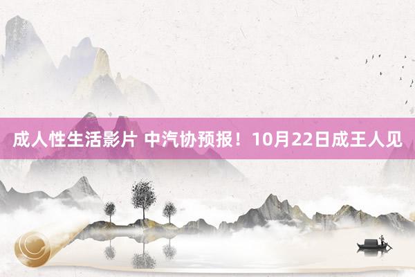 成人性生活影片 中汽协预报！10月22日成王人见