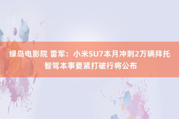 绿岛电影院 雷军：小米SU7本月冲刺2万辆拜托 智驾本事要紧打破行将公布