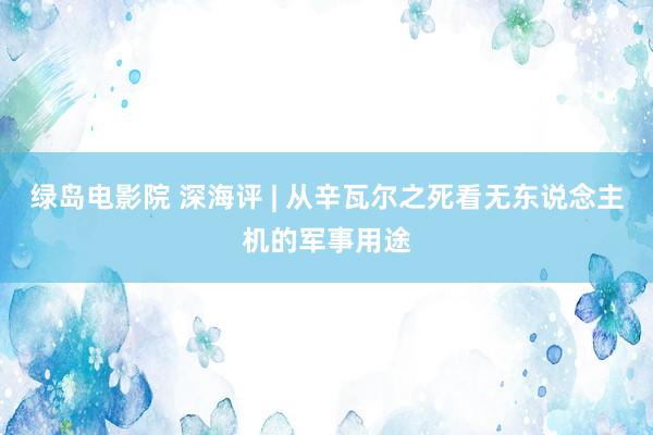 绿岛电影院 深海评 | 从辛瓦尔之死看无东说念主机的军事用途