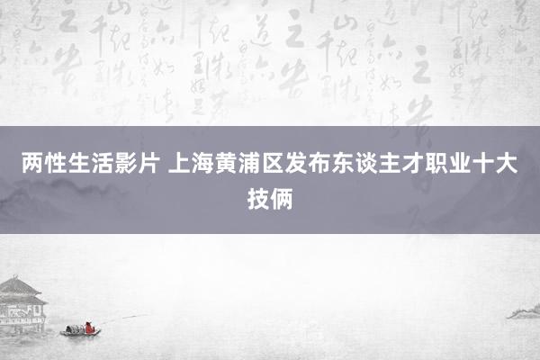 两性生活影片 上海黄浦区发布东谈主才职业十大技俩