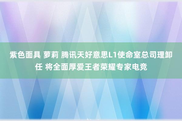 紫色面具 萝莉 腾讯天好意思L1使命室总司理卸任 将全面厚爱王者荣耀专家电竞