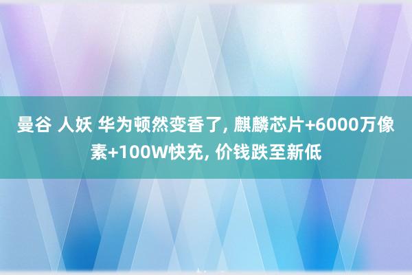 曼谷 人妖 华为顿然变香了， 麒麟芯片+6000万像素+100W快充， 价钱跌至新低