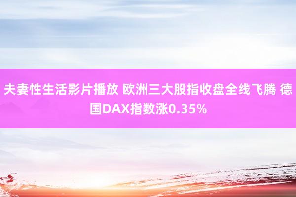 夫妻性生活影片播放 欧洲三大股指收盘全线飞腾 德国DAX指数涨0.35%