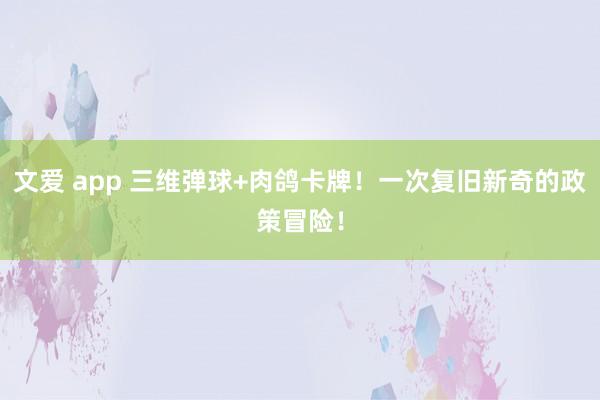 文爱 app 三维弹球+肉鸽卡牌！一次复旧新奇的政策冒险！