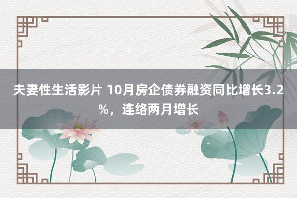 夫妻性生活影片 10月房企债券融资同比增长3.2%，连络两月增长