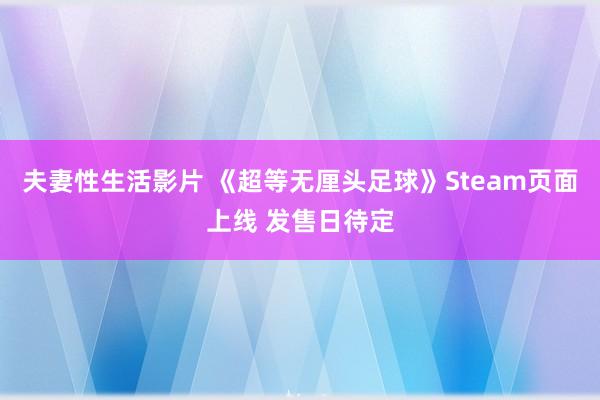 夫妻性生活影片 《超等无厘头足球》Steam页面上线 发售日待定