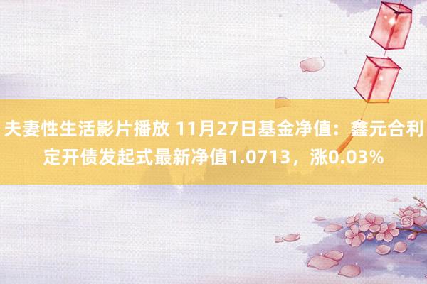 夫妻性生活影片播放 11月27日基金净值：鑫元合利定开债发起式最新净值1.0713，涨0.03%