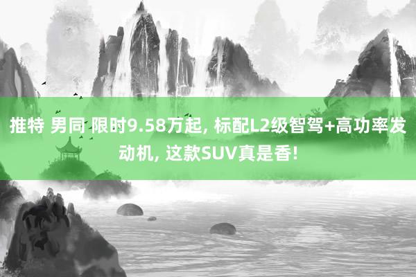 推特 男同 限时9.58万起， 标配L2级智驾+高功率发动机， 这款SUV真是香!