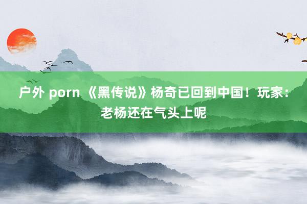 户外 porn 《黑传说》杨奇已回到中国！玩家：老杨还在气头上呢