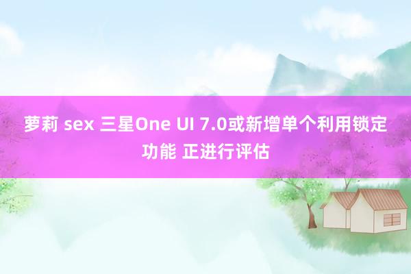 萝莉 sex 三星One UI 7.0或新增单个利用锁定功能 正进行评估