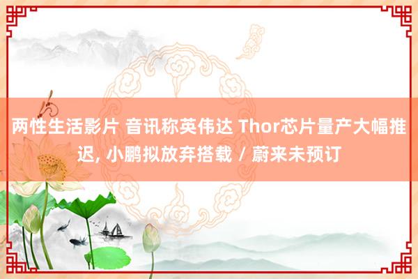 两性生活影片 音讯称英伟达 Thor芯片量产大幅推迟， 小鹏拟放弃搭载 / 蔚来未预订