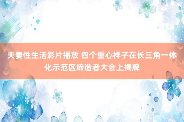 夫妻性生活影片播放 四个重心样子在长三角一体化示范区缔造者大会上揭牌