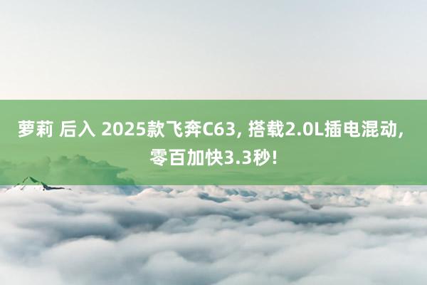 萝莉 后入 2025款飞奔C63， 搭载2.0L插电混动， 零百加快3.3秒!