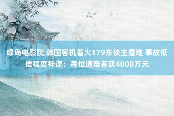 绿岛电影院 韩国客机着火179东谈主遭难 事故抵偿程度神速：每位遭难者获4000万元