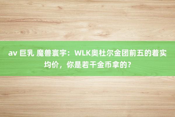 av 巨乳 魔兽寰宇：WLK奥杜尔金团前五的着实均价，你是若干金币拿的？