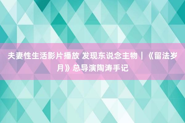 夫妻性生活影片播放 发现东说念主物｜《留法岁月》总导演陶涛手记