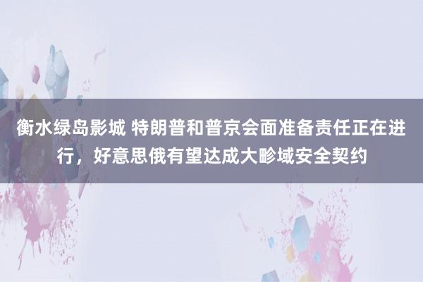 衡水绿岛影城 特朗普和普京会面准备责任正在进行，好意思俄有望达成大畛域安全契约