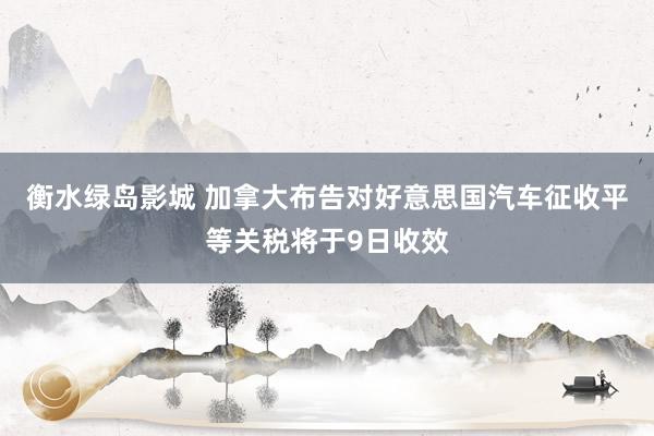 衡水绿岛影城 加拿大布告对好意思国汽车征收平等关税将于9日收效